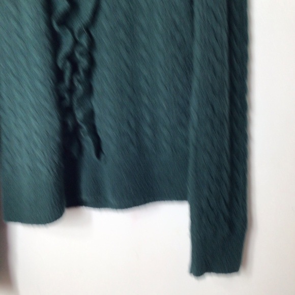 J Crew alpaca wool sweater women small green ruffle pullover - Picture 4 of 11
